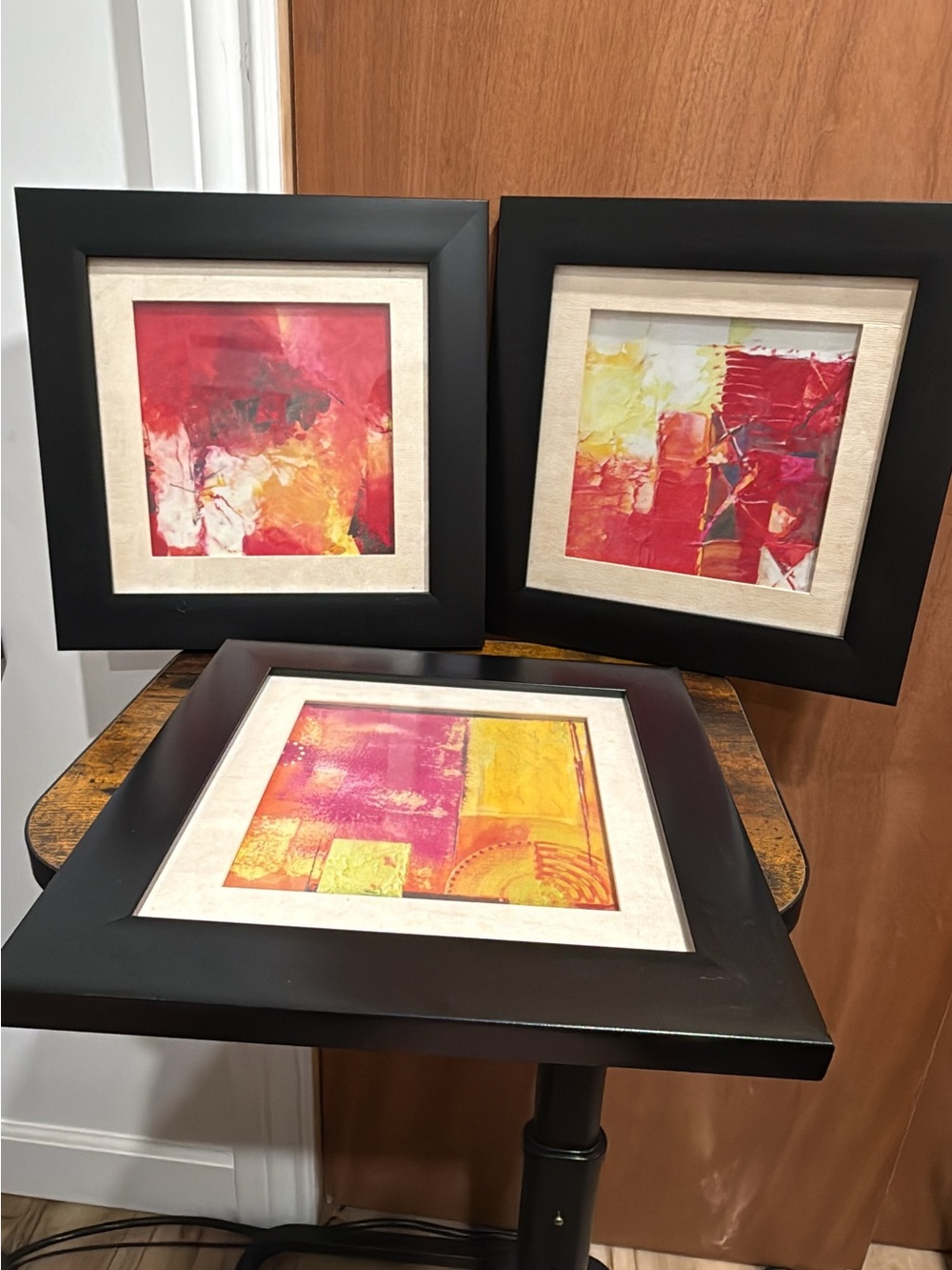 Abstract Trio Wall Art Set - Pink & Yellow Framed Prints